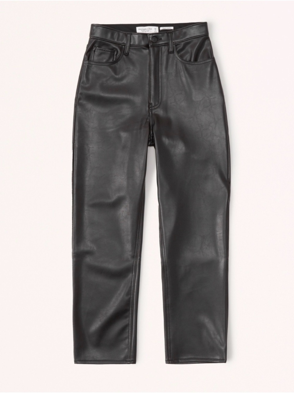 NWT A&F Ankle Straight Ultra High Rise Vegan Leather Pant Black 30 SHORT